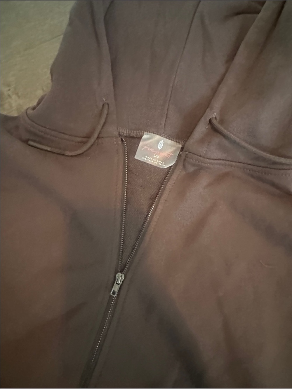 Free People Dark Brown Cropped Zip Hoodie & Wide Leg Joggers Set - Picture 5 of 7